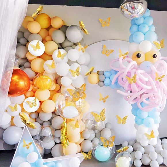 NEW 3D Metallic Butterfly Wall Decor 48 Pcs 4 Styles 3 Size Gold Butterfly Decor - Picture 4 of 16